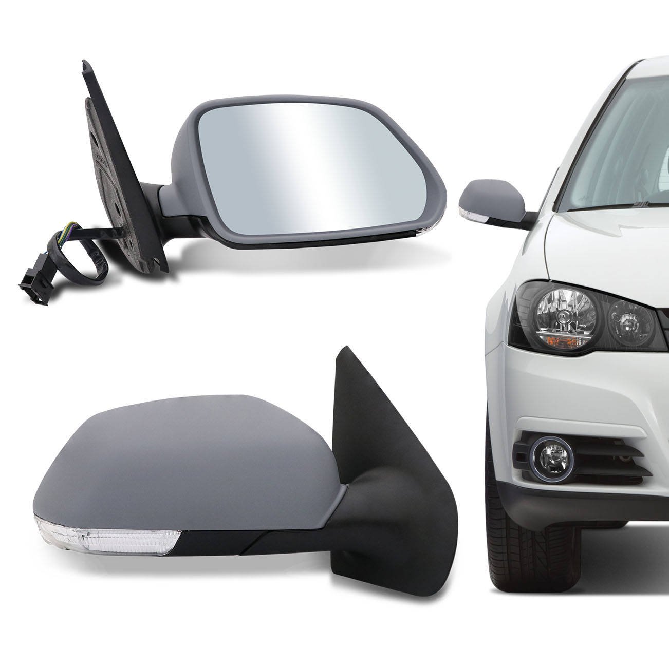 Retrovisor Elétrico Golf 2008 2009 2010 2011 2012 Preto Primer Pisca ...