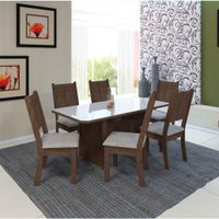 Conjunto de Mesa Safira com 6 Cadeiras  150x76cm