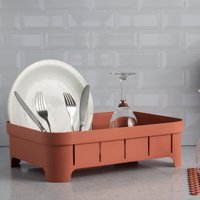 Escorredor De Louça Pratos Plástico Porta Talheres Bancada Terracota