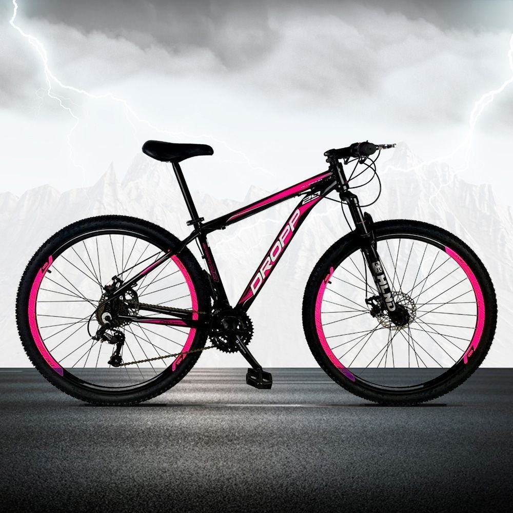 Bicicleta Aro 29 Freio a Disco Mecânico Quadro 17 Alumínio 21 Marchas Preto  Rosa - Dropp - Colombo