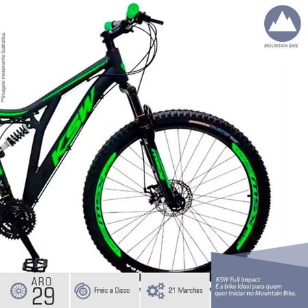 Bicicleta Full Impact Aro 29 Freio A Disco Quadro 19 Suspensao 21v