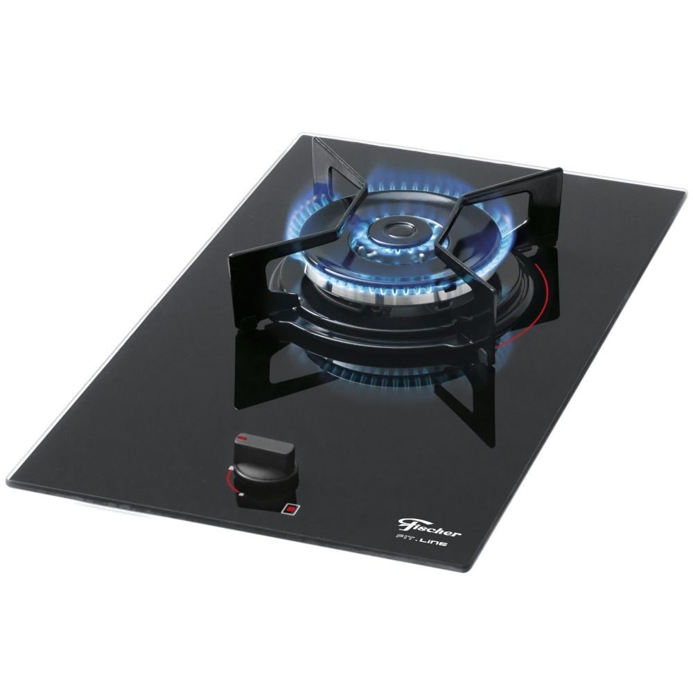 Cooktop Fit Line Fischer 1 Boca Vidro Preto Tripla Chama Bivolt