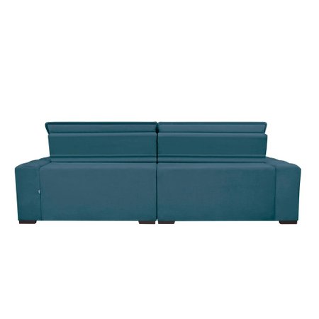 Sofá Magnum 3,02m Retrátil, Reclinável Molas no Assento e Almofadas  Suede Azul - Cama InBox