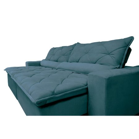 Sofá Magnum 3,02m Retrátil, Reclinável Molas no Assento e Almofadas  Suede Azul - Cama InBox