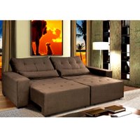 Sofá Retrátil  e Cama com Molas Confort Max 2,32 Tecido Suede Café - Cama Inbox