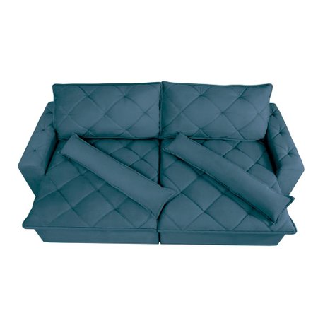 Sofá Magnum 2,62m Retrátil, Reclinável Molas no Assento e Almofadas  Suede Azul - Cama InBox