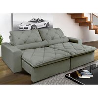 Sofá Magnum 3,02m Retrátil, Reclinável Molas no Assento e Almofadas  Suede Grafite - Cama InBox