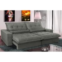 Sofa Retrátil e Reclinável 2,12m com Molas Ensacadas Cama inBox Soft Tecido Suede Cinza