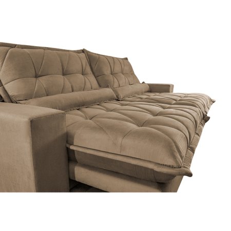 Sofa Retrátil e Reclinável 2,12m com Molas Ensacadas Cama inBox Soft Tecido Suede Castor