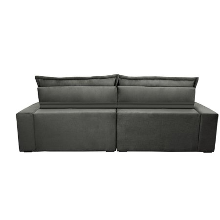 Sofa Retrátil e Reclinável 2,92m com Molas Ensacadas Cama inBox Soft Tecido Suede Cinza