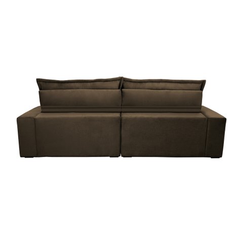Sofa Retrátil e Reclinável 3,12m com Molas Ensacadas Cama inBox Soft Tecido Suede Café