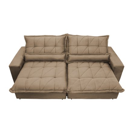 Sofa Retrátil e Reclinável 3,12m com Molas Ensacadas Cama inBox Soft Tecido Suede Castor