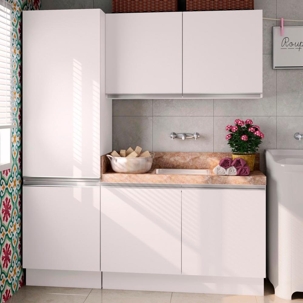Kit Area De Servico Madesa Acordes Glamy 100 Mdf Com Armario E Balcao Colombo