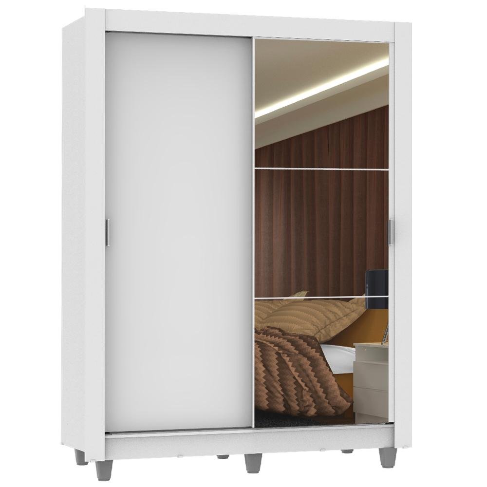 Guarda Roupa Solteiro Madesa Denver 2 Portas De Correr Com Espelho Com Pes Colombo
