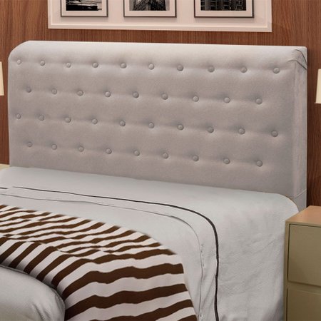 Cabeceira Giovana Cama Box King Casal 195 cm Suede Bege - D'Rossi