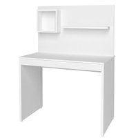 Mesa Para Escritório Escrivaninha com Painel Home Office First Branco - Lyam Decor