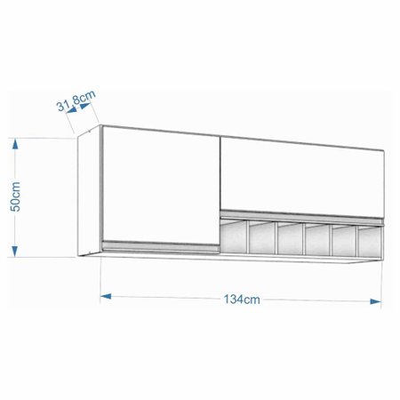 Armario De Cozinha Aereo 100 Mdf Prisma 134 Cm Branco Mgm Branco Colombo