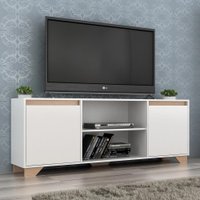 Rack Para Tv Até 55 Polegadas Benevello 2 Portas 2032 Branco/siena - Quiditá Móveis