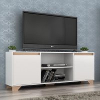 Rack Para Tv Até 50 Polegadas Benevello 2 Portas 2031 Branco/siena - Quiditá Móveis