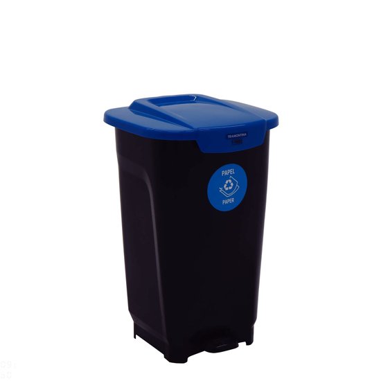 Lixeira T-Force Tramontina Empresarial Preta com Detalhe Azul 50 L Aço Inox
