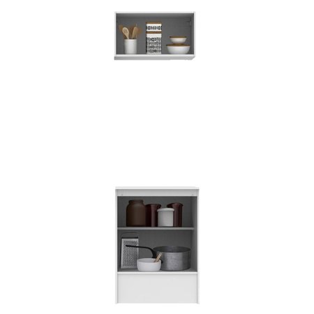 Kit Madesa Topazio 60 Cm 2 Portas Com Armario Aereo E Balcao Branco Rustic Colombo