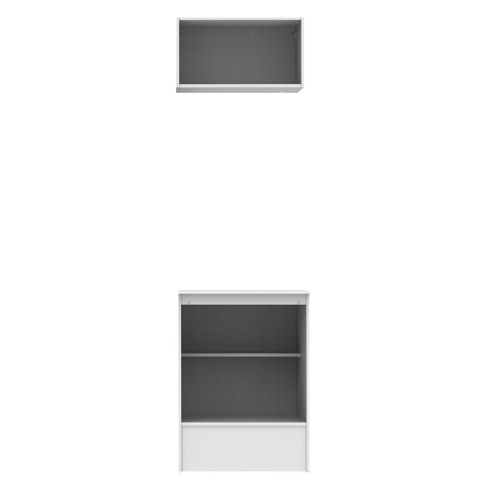 Kit Madesa Topazio 60 Cm 2 Portas Com Armario Aereo E Balcao Branco Preto Colombo