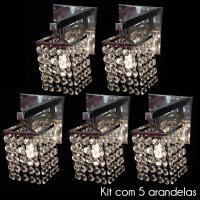 Kit Com 5 Arandelas Parede Lustre Cristal Area Interna - Jp/kit5/arsaga/11