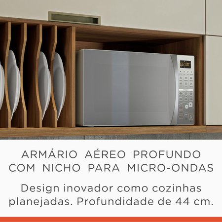 Armario De Cozinha Duquesa 1 Porta Com Nicho Prato 120 Cm Freijo Off White Nesher Colombo