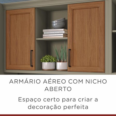 Armario De Cozinha Camponesa 2 Portas Com Nicho 120 Cm Fendi Freijo Nesher Colombo