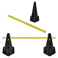 Kit Barreiras de Salto com Cone - 50cm - 3 unidades - Preto/Amarelo - Muvin