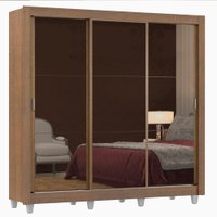 Guarda Roupa Casal Madesa Lyon 3 Portas de Correr de Espelho 2 Gavetas com Pés