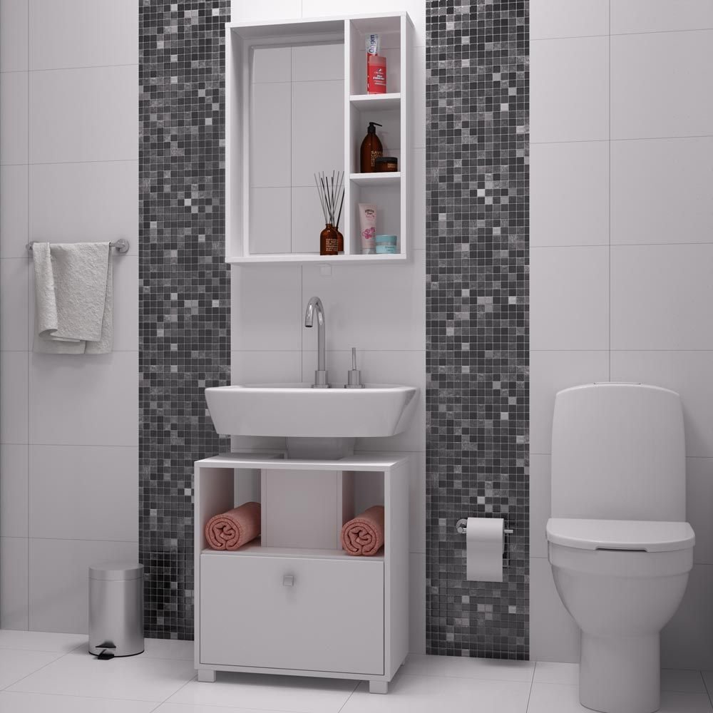 Armario De Banheiro 1 Porta Bkb02 Branco Brv Moveis Colombo
