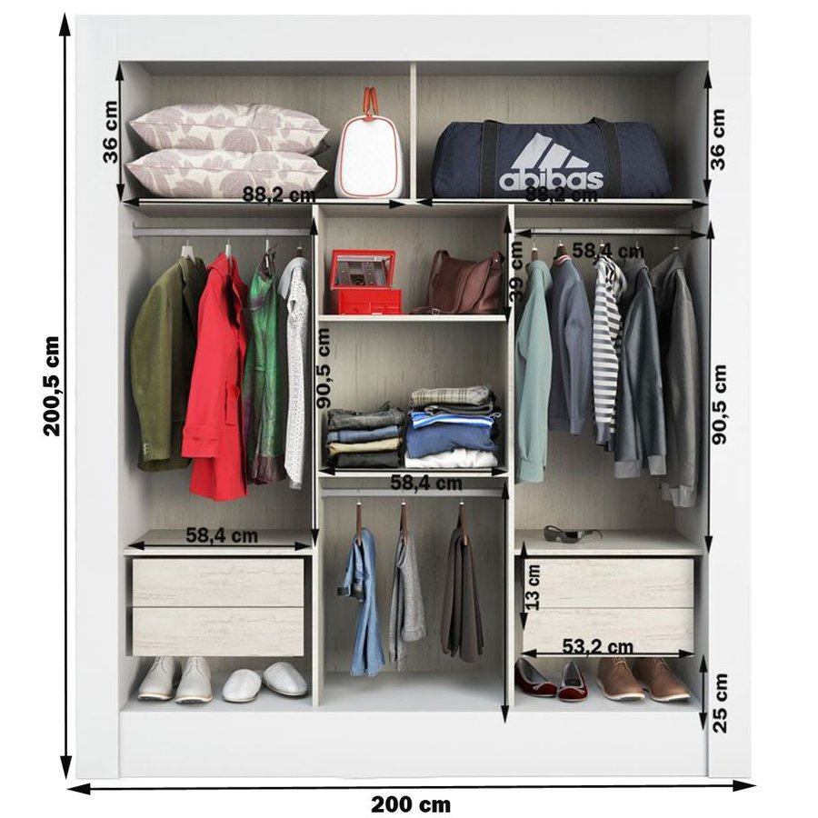 Guarda-Roupa Casal 2 Metros 3 Portas de Correr com Espelho Roma Ultra ...