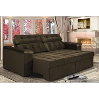 Sofá New Itália 2,72 Mts Retrátil e Reclinável Tecido Suede Marrom CAFÉ - Cama InBox