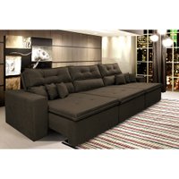 Sofá Cairo 4,12m Retrátil, Reclinável com Molas no Assento e 6 Almofadas Suede Café - Cama InBox