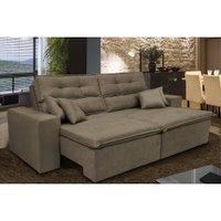 Sofá Cairo 2,92m Retrátil, Reclinável com Molas no Assento e 4 Almofadas Suede CASTOR - Cama InBox