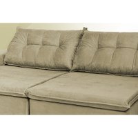 Sofá Austrália 3,12m Retrátil, Reclinável, Molas e Pillow no Assento Tecido Suede Castor Cama InBox
