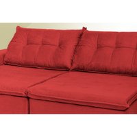 Sofá Austrália 2,72m Retrátil, Reclinável, Molas e Pillow no Assento Tecido Suede Vermelho Cama InBox