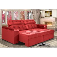 Sofá New Itália 2,52 Mts Retrátil e Reclinável Tecido Suede Vermelho - Cama InBox