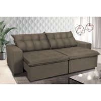 Sofá Retrátil e Reclinavel Oklahoma 2,22 Mts Molas e Pillow no Assento Suede CASTOR - Cama InBox