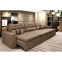 Sofá Cairo 3,82m Retrátil, Reclinável com Molas no Assento e 6 Almofadas Suede CASTOR - Cama InBox