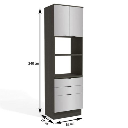 Armario De Cozinha Kit Forno 2 Portas 3 Gavetas Onix Steel Kappesberg Colombo