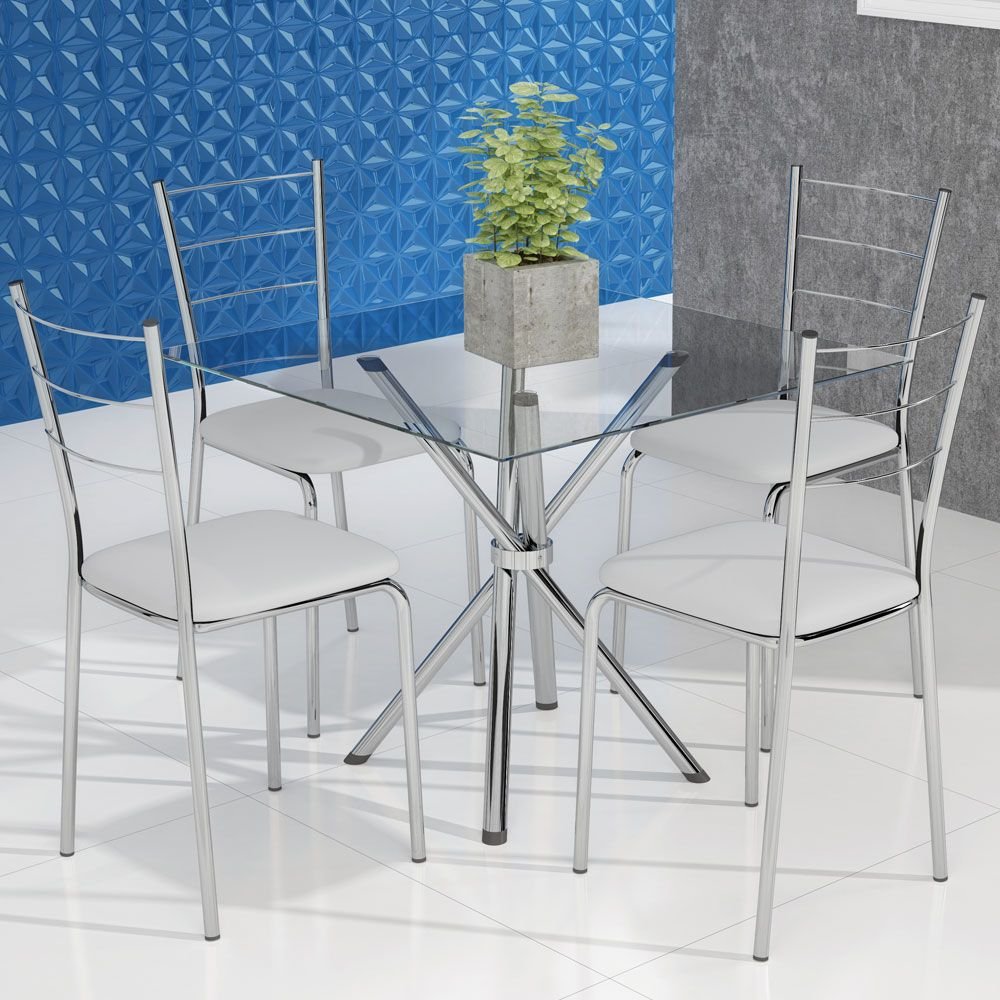 Mesa 4 Lugares De Vidro