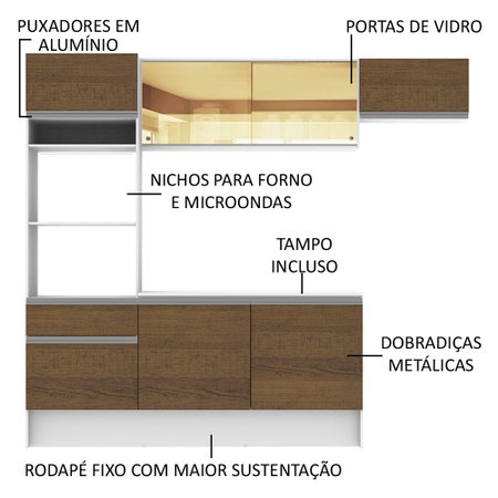 Cozinha Completa Madesa Diamante Armario Balcao E Tampo Colombo