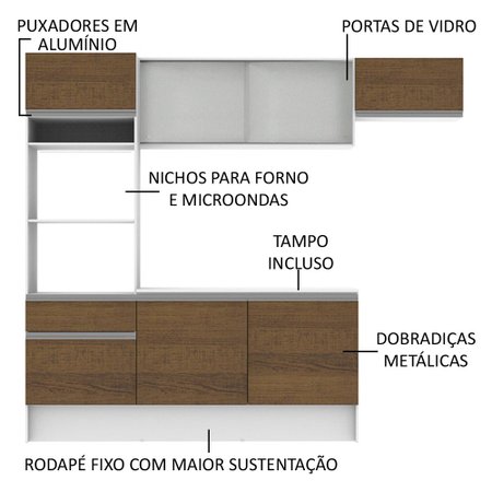 Cozinha Completa Madesa Topazio Com Armario Balcao Tampo Colombo
