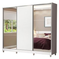 Guarda Roupa Casal 100% MDF Madesa Royale 3 Portas de Correr com Espelhos com Pés