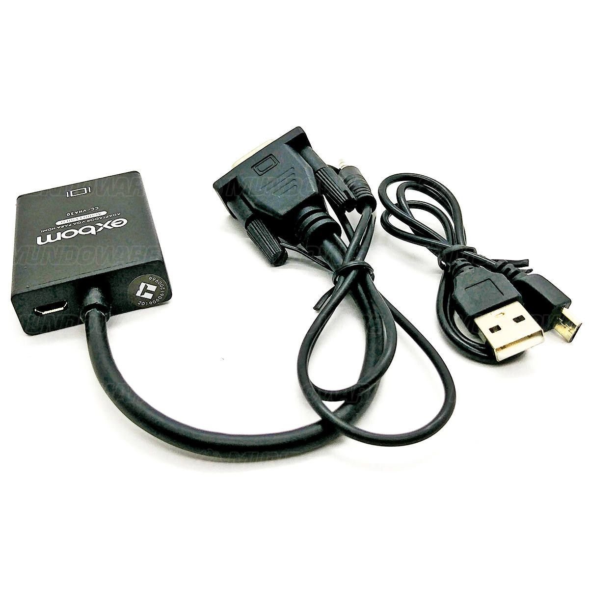 Cabo Conversor VGA x HDMI com Áudio e Vídeo 1080p Alimentação por USB Exbom  CC-VHA30 - Colombo