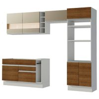 Cozinha Completa Madesa Cristal com Armário e Balcão (Sem Tampo e Pia) - Detalhe em Vidro Reflex