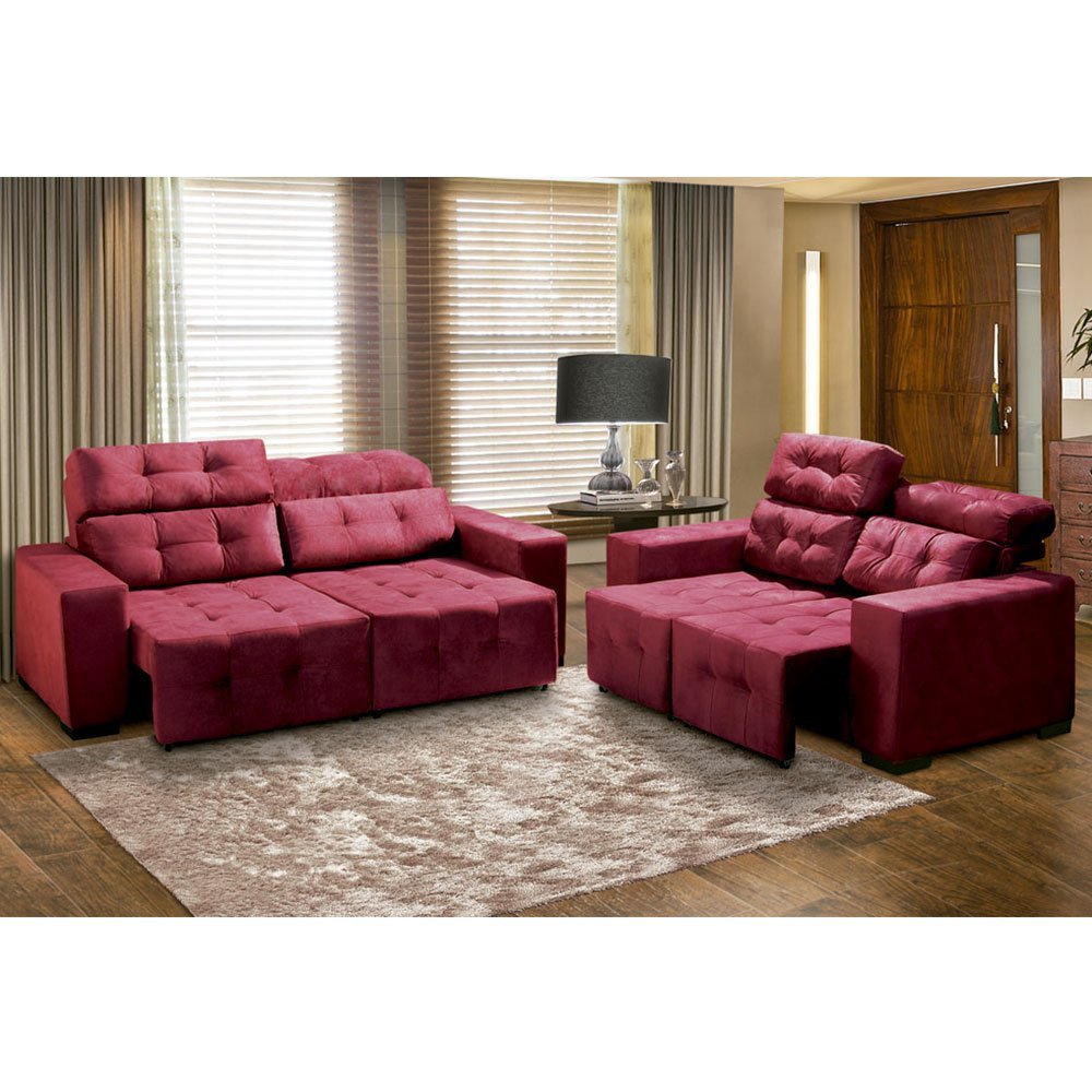 Estofado Napole 3X2 Lugares Retráteis Jandaia Vinho Colombo