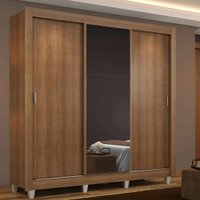 Guarda Roupa Casal Madesa Mônaco 3 Portas de Correr com Espelho com Pés - Rustic